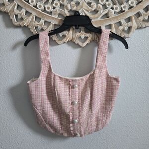 Thirty Thirty LA Pink Tweed Crop Top